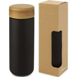 Lumi 300 ml ceramic tumbler with bamboo lid, Solid black (10070590)