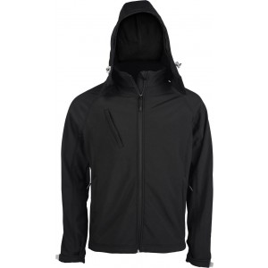 MEN'S DETACHABLE HOODED SOFTSHELL JACKET, Black (Jackets)