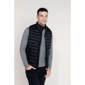 MEN?S LIGHTWEIGHT SLEEVELESS FAKE DOWN JACKET, Black (Vests)