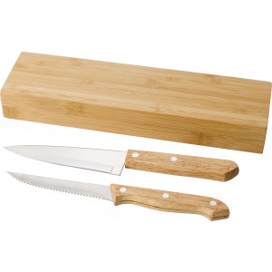 Bamboo knife set Tony, brown (Metal kitchen equipments)