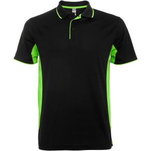 Montmelo short sleeve unisex sports polo, Black, Lime