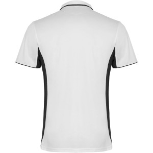 Montmelo short sleeve unisex sports polo, White, Solid black (T-shirt, mixed fiber, synthetic)