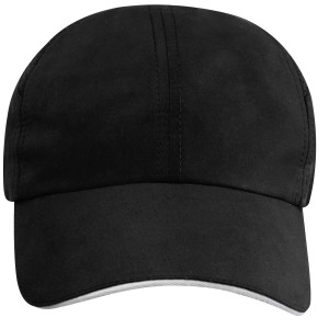 Morion 6 panel GRS recycled cool fit sandwich cap, Solid bla (Hats)