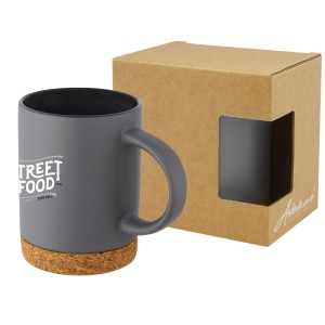 Neiva 425 ml ceramic mug with cork base, Grey (Mugs)