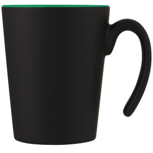 Oli 360 ml ceramic mug with handle, Green, Solid black (Mugs)