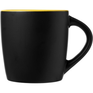 Riviera 340 ml ceramic mug, solid black,Yellow (Mugs)