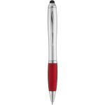 Nash stylus ballpoint with coloured grip, Silver,Red (10678501)
