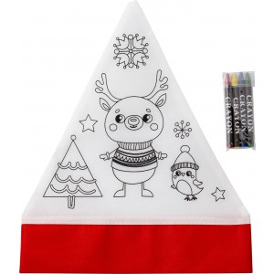Nonwoven (80 gr/m2) Christmas hat Maryse, red/white (Decorations)