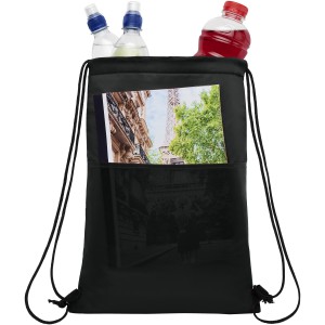 Oriole 12-can drawstring cooler bag, Solid black (Cooler bags)