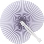 Paper hand held fan with plastic handle, white (9001-02)