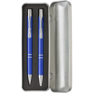 Aluminium writing set Zahir, cobalt blue (Pen sets)