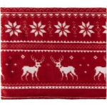 Polar fleece reindeer blanket (180 gr/m2) Jane, red (8529-08)
