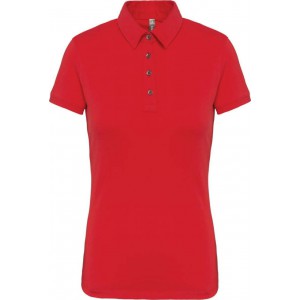 LADIES' SHORT SLEEVED JERSEY POLO SHIRT, Red (Polo shirt, 90-100% cotton)