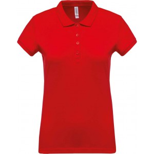 LADIES? SHORT-SLEEVED PIQU POLO SHIRT, Red (Polo shirt, 90-100% cotton)
