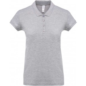 LADIES? SHORT-SLEEVED PIQU POLO SHIRT, Snow Grey (Polo shirt, 90-100% cotton)