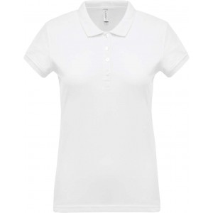 LADIES? SHORT-SLEEVED PIQU POLO SHIRT, White (Polo shirt, 90-100% cotton)