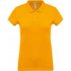LADIES? SHORT-SLEEVED PIQU POLO SHIRT, Yellow (Polo shirt, 90-100% cotton)