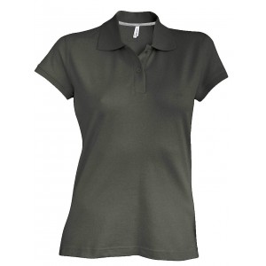 LADIES' SHORT-SLEEVED POLO SHIRT, Dark Khaki (Polo shirt, 90-100% cotton)