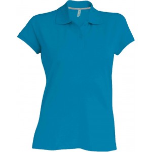 LADIES' SHORT-SLEEVED POLO SHIRT, Tropical Blue (Polo shirt, 90-100% cotton)
