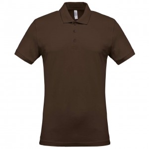 MEN'S SHORT-SLEEVED PIQU POLO SHIRT, Chocolate (Polo shirt, 90-100% cotton)