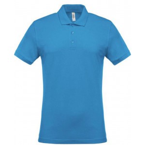MEN'S SHORT-SLEEVED PIQU POLO SHIRT, Tropical Blue (Polo shirt, 90-100% cotton)