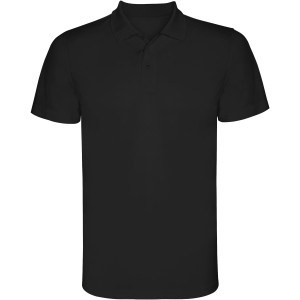 Monzha short sleeve men's sports polo, Solid black (Polo short, mixed fiber, synthetic)