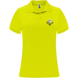 Monzha short sleeve women's sports polo, Fluor Yellow (Polo short, mixed fiber, synthetic)