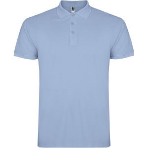 Star short sleeve men's polo, Sky blue (Polo short, mixed fiber, synthetic)