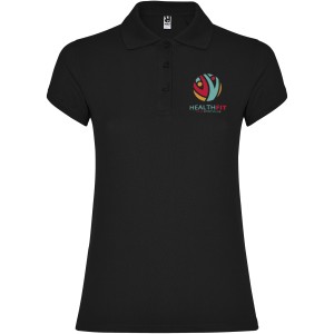 Star short sleeve women's polo, Solid black (Polo short, mixed fiber, synthetic)