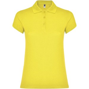 Star short sleeve women's polo, Yellow (Polo short, mixed fiber, synthetic)