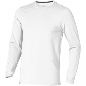 Ponoka long sleeve men's organic t-shirt, White (Long-sleeved shirt)