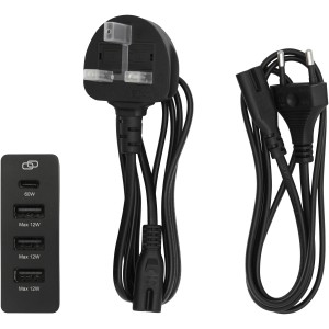 ADAPT 72W recycled plastic PD power station, Solid black (Powerbanks)