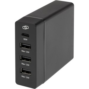 ADAPT 72W recycled plastic PD power station, Solid black (Powerbanks)
