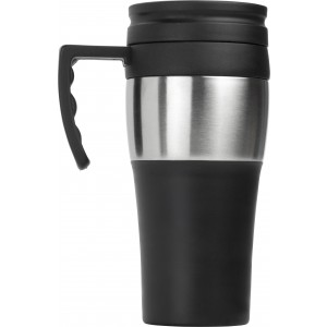 PP and stainless steel travel mug Karina, black/silver (Mugs)