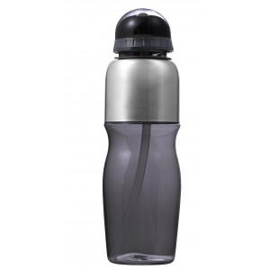 PS and stainless steel bottle Emberly, black (Sport bottles)