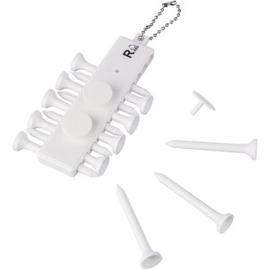 Recycled ABS golf tee set Aveline, white (Sports equipment)