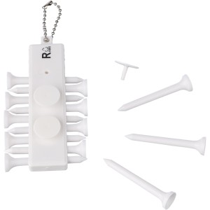 Recycled ABS golf tee set Aveline, white (Sports equipment)