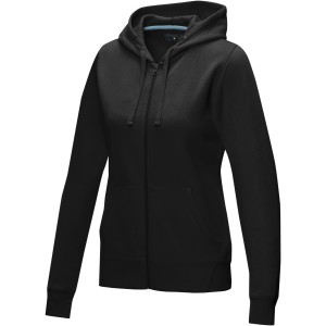 Ruby women's GOTS organic GRS recycled full zip hoodie, Solid black (Pullovers)