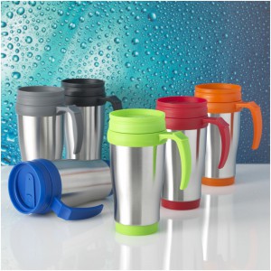 Sanibel 400 ml insulated mug, Silver,Blue (Mugs)