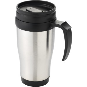 Sanibel 400 ml insulated mug, Silver, solid black (Mugs)