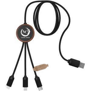 SCX.design C36 3-in-1 rPET light-up logo charging cable, Wood (Eletronics cables, adapters)