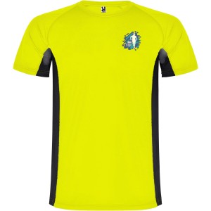 Shanghai short sleeve men's sports t-shirt, Fluor Yellow, Solid black (T-shirt, mixed fiber, synthetic)