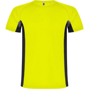 Shanghai short sleeve men's sports t-shirt, Fluor Yellow, Solid black (T-shirt, mixed fiber, synthetic)