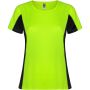 Shanghai short sleeve women's sports t-shirt, Fluor Green, Solid black