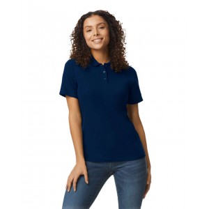 SOFTSTYLE(r) LADIES' DOUBLE PIQU POLO WITH 3 COLOUR-MATCHED BUTTONS, Navy (Polo shirt, 90-100% cotton)