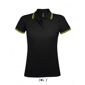 SOL'S PASADENA WOMEN - POLO SHIRT, Black/White (Polo shirt, 90-100% cotton)