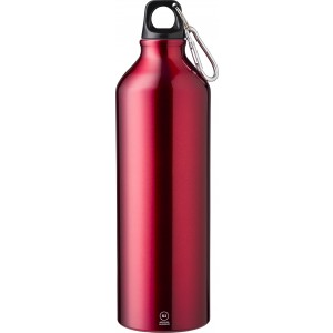 Recycled aluminium bottle (750 ml) Makenna, red (Sport bottles)