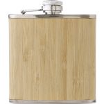 Stainless steel and bamboo hip flask Hayden, brown (966233-11)