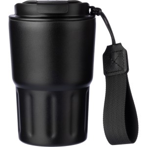 Stainless steel double walled mug Louisa, black (Glasses)