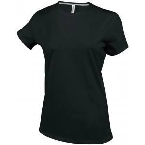 LADIES' SHORT SLEEVE CREW NECK T-SHIRT, Black (T-shirt, 90-100% cotton)